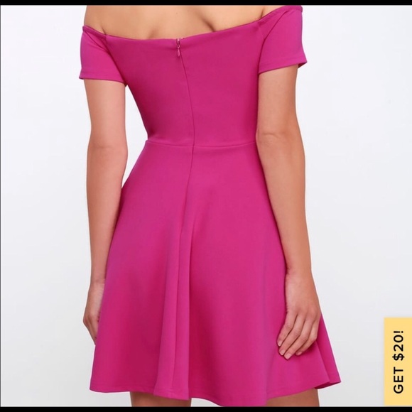 Lulus Play the Party Pink off the shoulder dress - Picture 4 of 5
